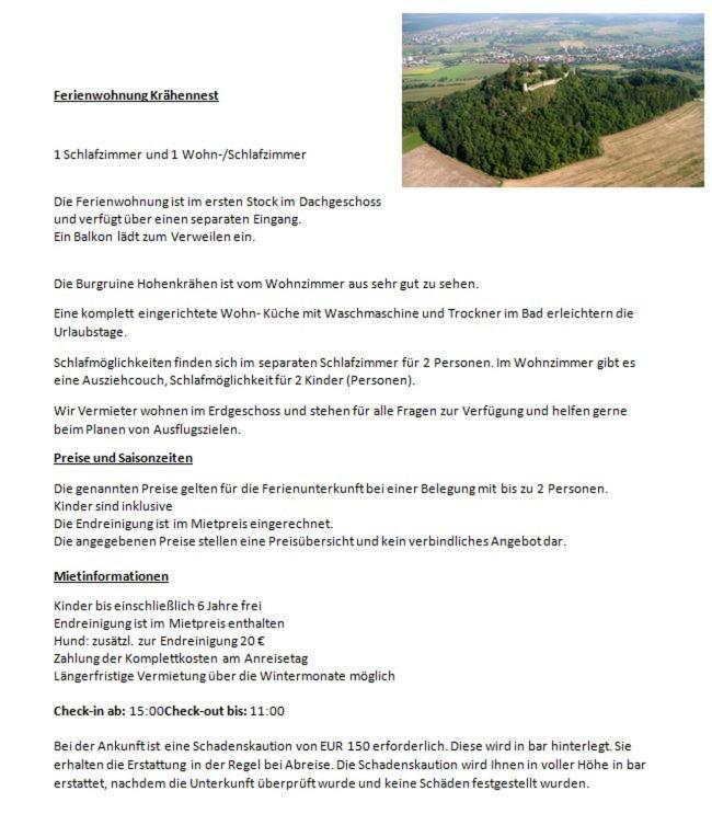 Ferienwohnung Kraehennest In Den Hegaubergen - Naehe Bodensee Muhlhausen-Ehingen المظهر الخارجي الصورة